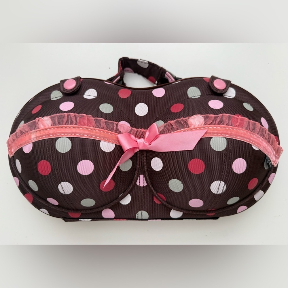 The Brag Company Brown Case with Pink and White Dots